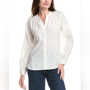 Cabi Lyric White Long Sleeve Blouse Medium M